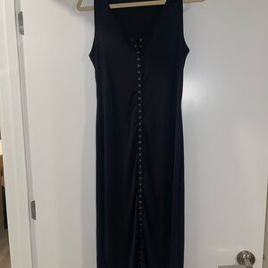 Nordstrom Black Button-Down Midi Dress